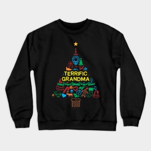 Terrific Grandma Gift - Xmas Tree 2 - Christmas Crewneck Sweatshirt